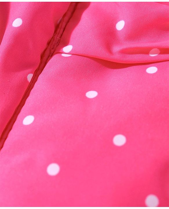 Babyhug Full Sleeves Padded Hooded Jacket Dot Print - Fuchsia