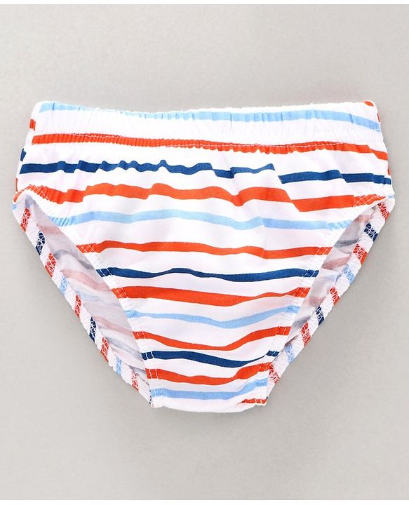 Babyhug 100% Cotton Briefs Striped & Fish Print Pack of 3 - Blue White