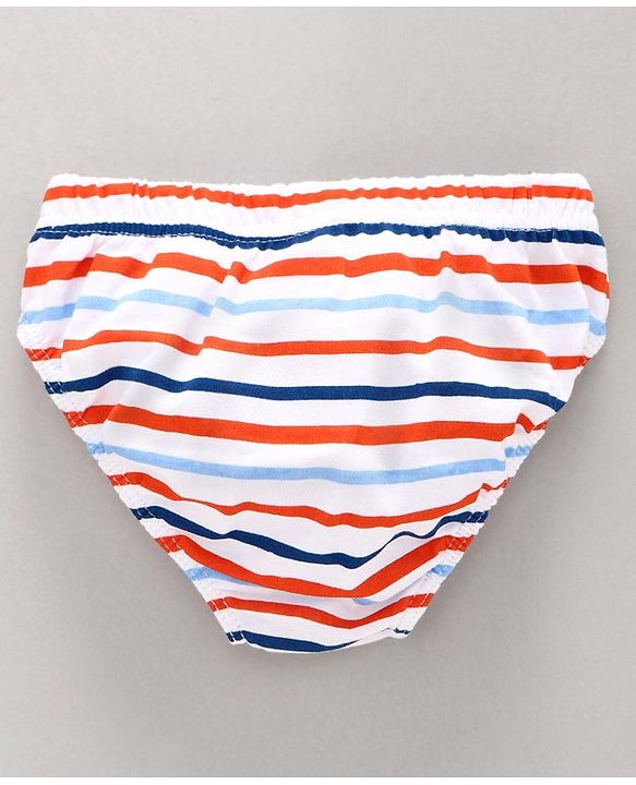 Babyhug 100% Cotton Briefs Striped & Fish Print Pack of 3 - Blue White