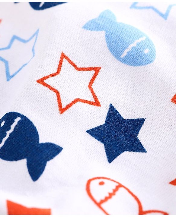 Babyhug 100% Cotton Briefs Striped & Fish Print Pack of 3 - Blue White