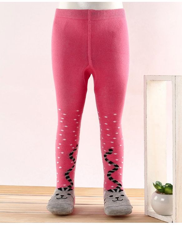 Cutewalk by Babyhug Anti Bacterial Tights Cat Design - Pink