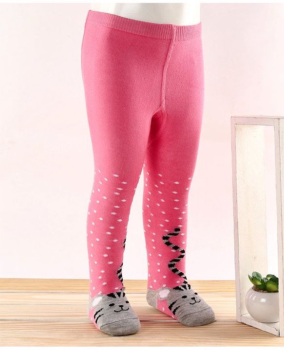 Cutewalk by Babyhug Anti Bacterial Tights Cat Design - Pink