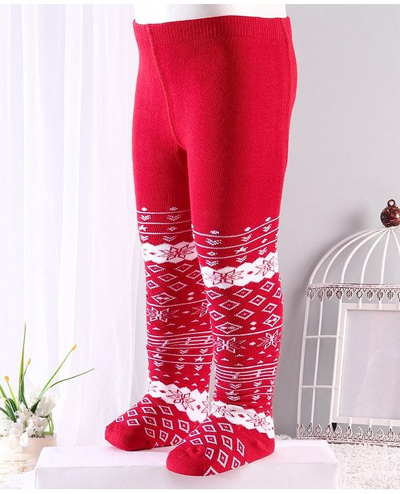 Cutewalk By Babyhug Anti-Bacterial Footed Tights - Red