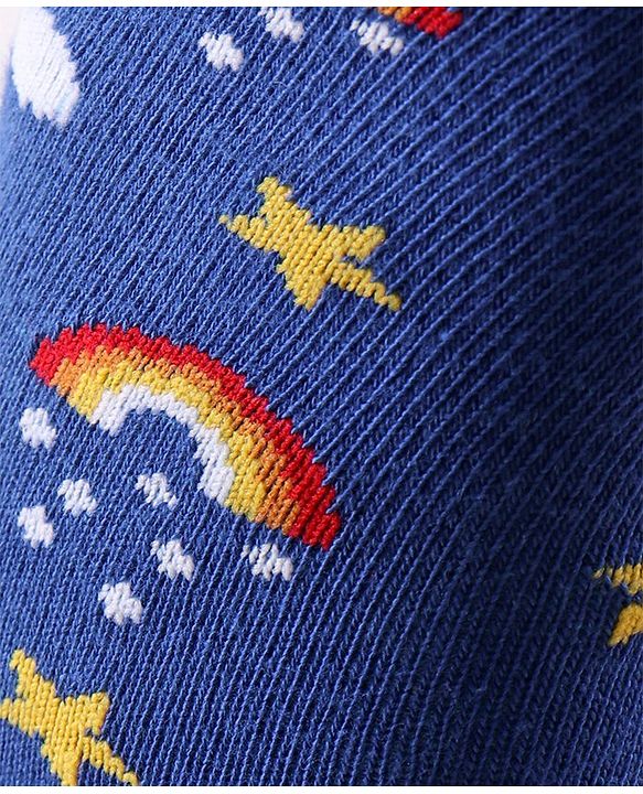 Cute Walk by Babyhug Antibacterial Footed Tights Rainbow Design - Blue