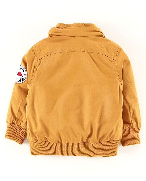 Babyhug Full Sleeves Cotton Hooded Jacket - Khaki