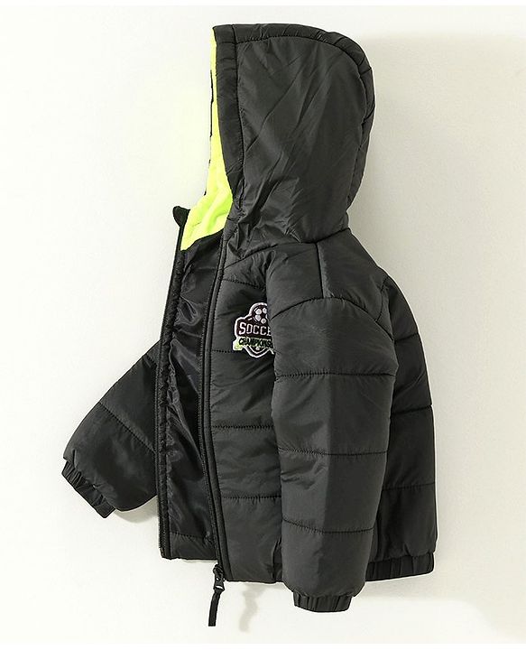 Babyhug Full Sleeves Hooded Padded Jacket - Green