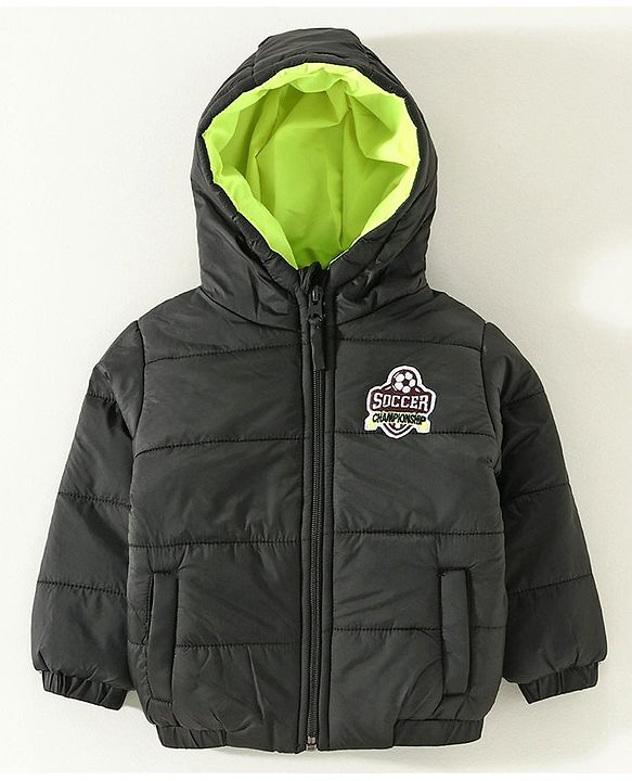 Babyhug Full Sleeves Hooded Padded Jacket - Green
