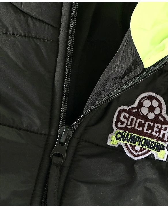Babyhug Full Sleeves Hooded Padded Jacket - Green