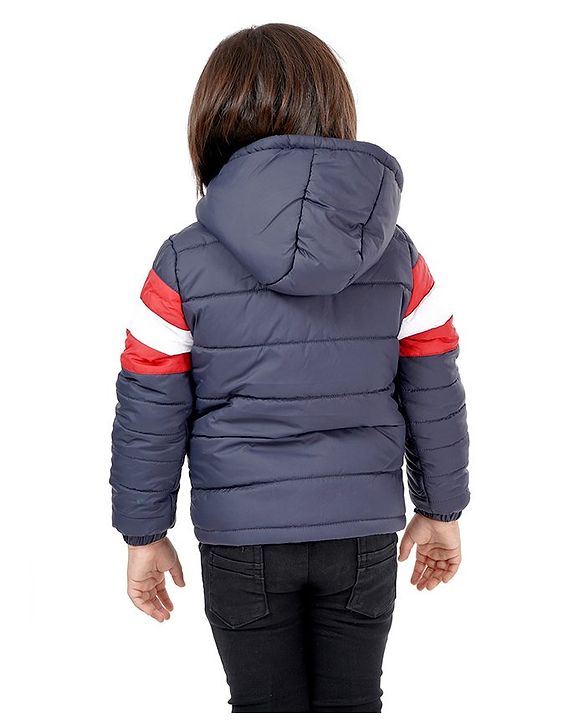 Babyhug Full Sleeves Hooded Padded Jacket - Navy