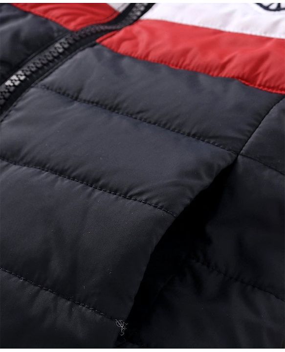 Babyhug Full Sleeves Hooded Padded Jacket - Navy