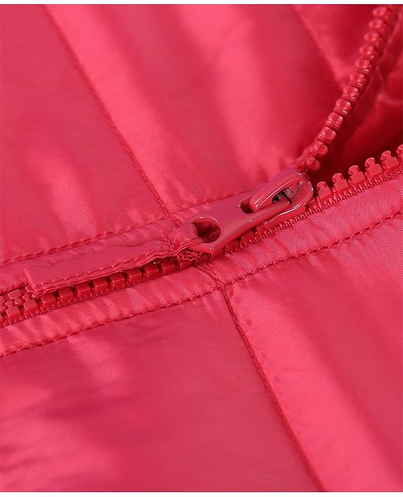 Babyhug Full Sleeves Hooded Padded Winter Jacket Basketball Patch - Red - 6-9M Red