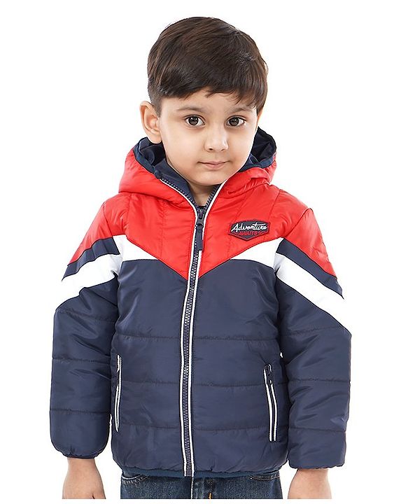 Babyhug Full Sleeves Jacket Adventure Patch - Red Blue