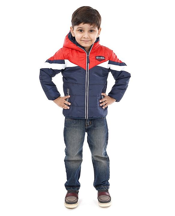 Babyhug Full Sleeves Jacket Adventure Patch - Red Blue