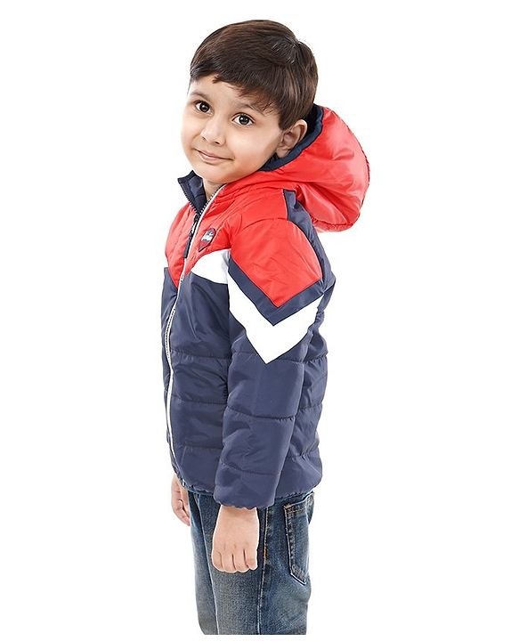Babyhug Full Sleeves Jacket Adventure Patch - Red Blue