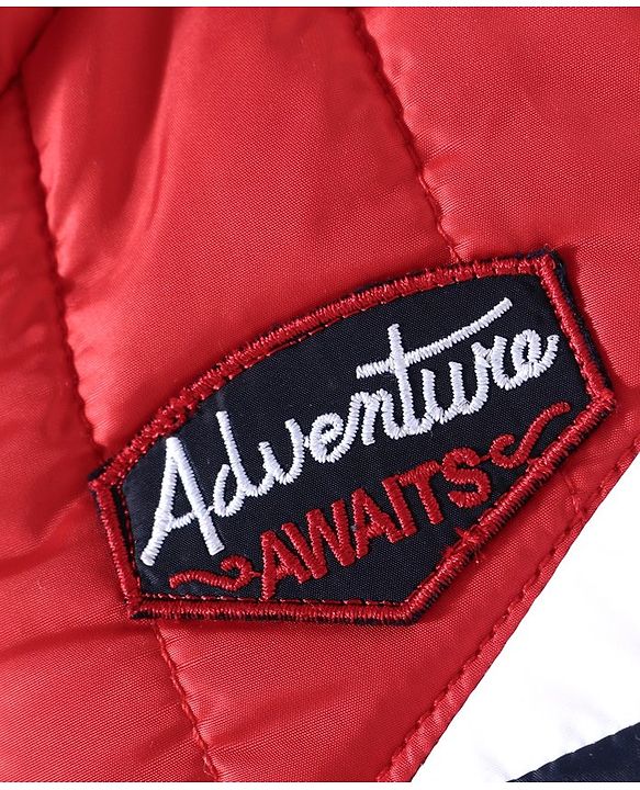 Babyhug Full Sleeves Jacket Adventure Patch - Red Blue