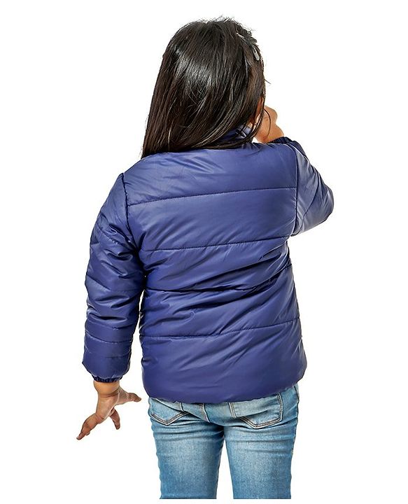 Babyhug Full Sleeves Padded Jacket with  Doll Jacket Bunny Patch - Navy