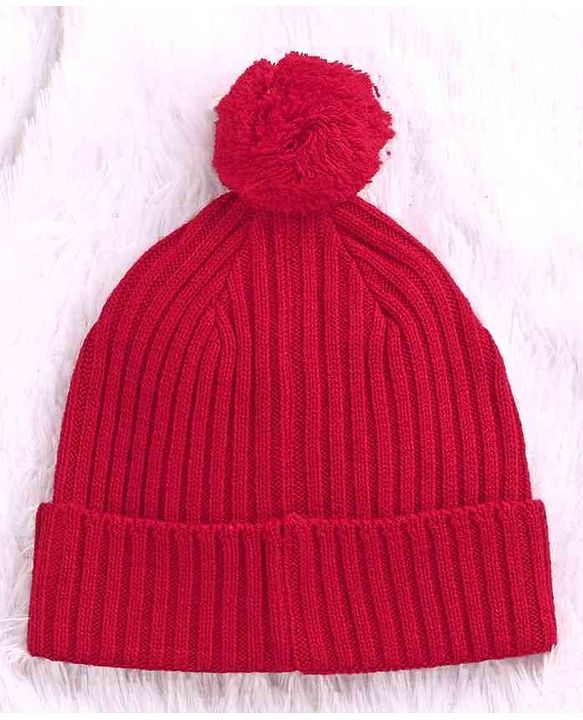 Babyhug Woolen Cap & Muffler Set Tiger Patch Red -  Diameter 10.5 cm - NB Red