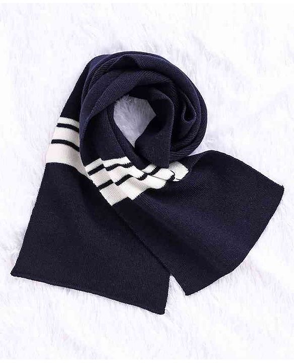 Babyhug Woollen Cap With Muffler Navy - Diameter 10.5 cm - NB Blue
