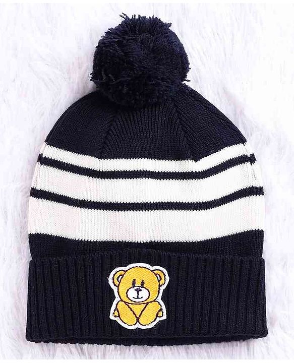 Babyhug Woollen Cap With Muffler Navy - Diameter 10.5 cm - NB Blue