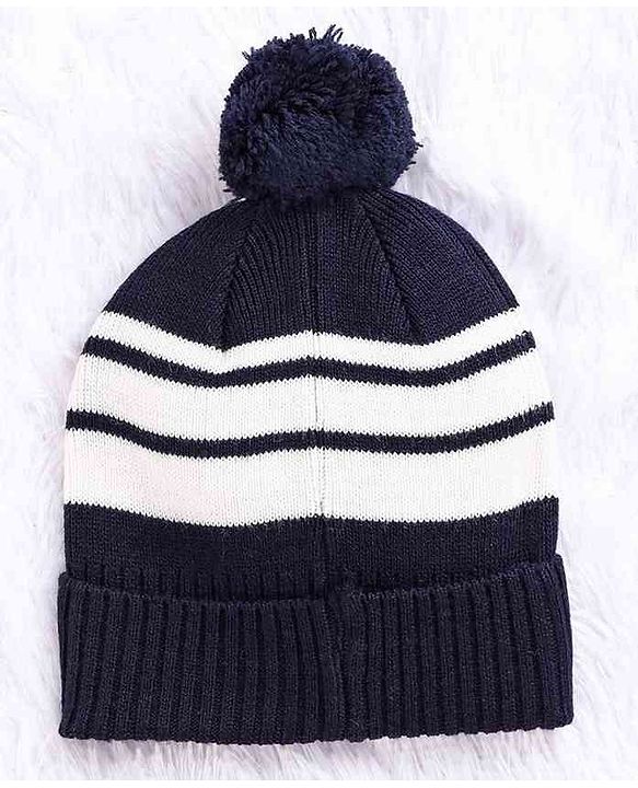 Babyhug Woollen Cap With Muffler Navy - Diameter 10.5 cm - NB Blue