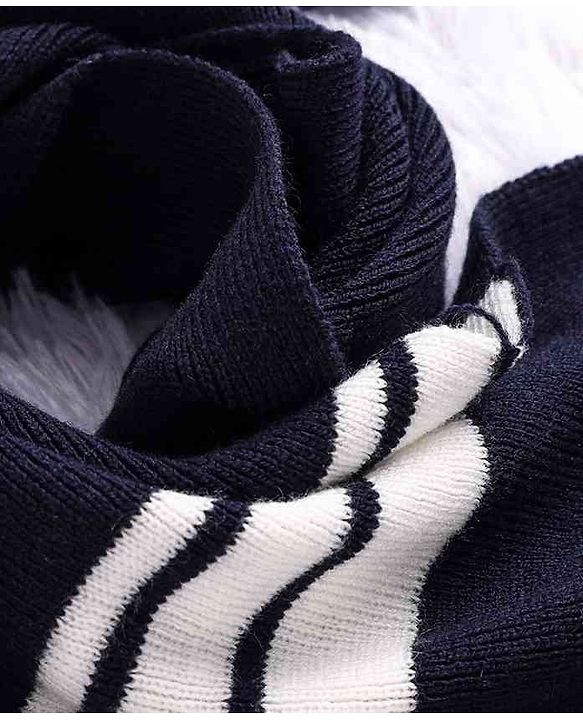 Babyhug Woollen Cap With Muffler Navy - Diameter 10.5 cm - NB Blue