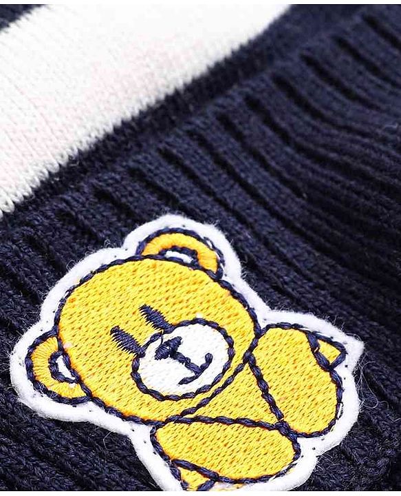 Babyhug Woollen Cap With Muffler Navy - Diameter 10.5 cm - NB Blue