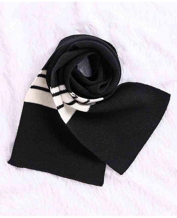 Babyhug Woollen Cap With Muffler Black - Diameter 10.5 cm - NB Black