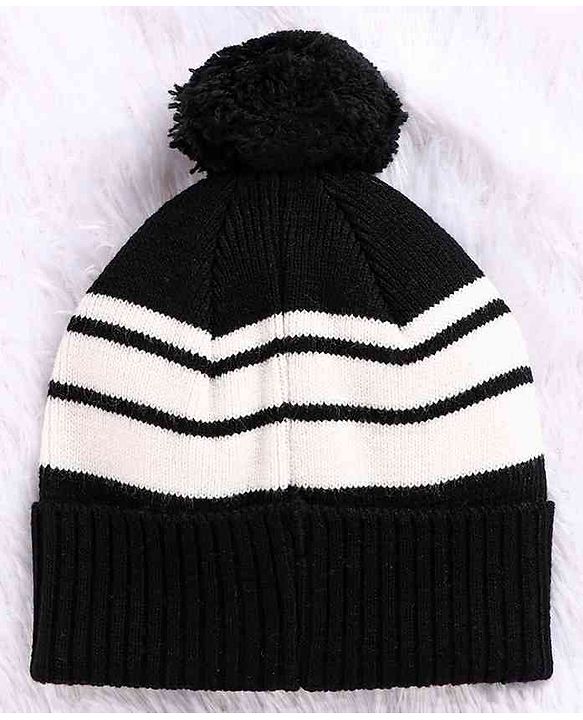 Babyhug Woollen Cap With Muffler Black - Diameter 10.5 cm - NB Black