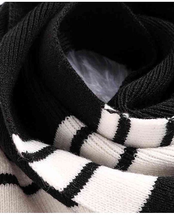 Babyhug Woollen Cap With Muffler Black - Diameter 10.5 cm - NB Black