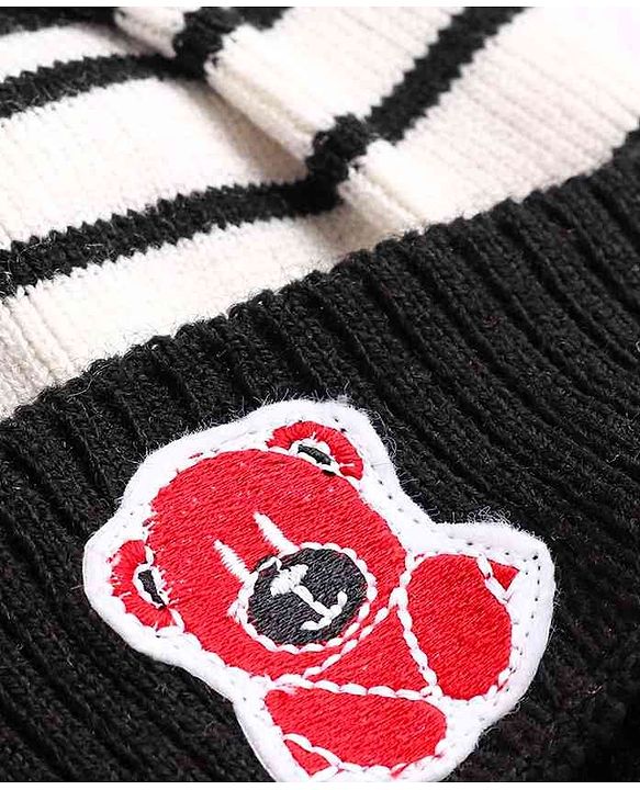 Babyhug Woollen Cap With Muffler Black - Diameter 10.5 cm - NB Black