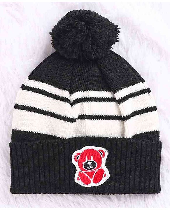 Babyhug Woollen Cap With Muffler Black - Diameter 10.5 cm - NB Black