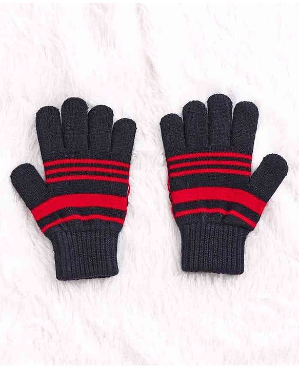 Babyhug Woollen Cap Set Polka Dot Design Navy & Red - Diameter 10 cm