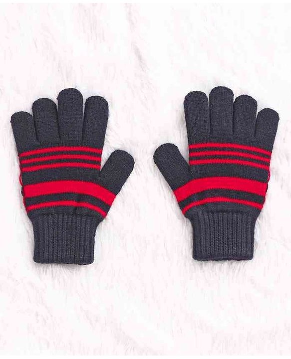 Babyhug Woollen Cap Set Polka Dot Design Navy & Red - Diameter 10 cm