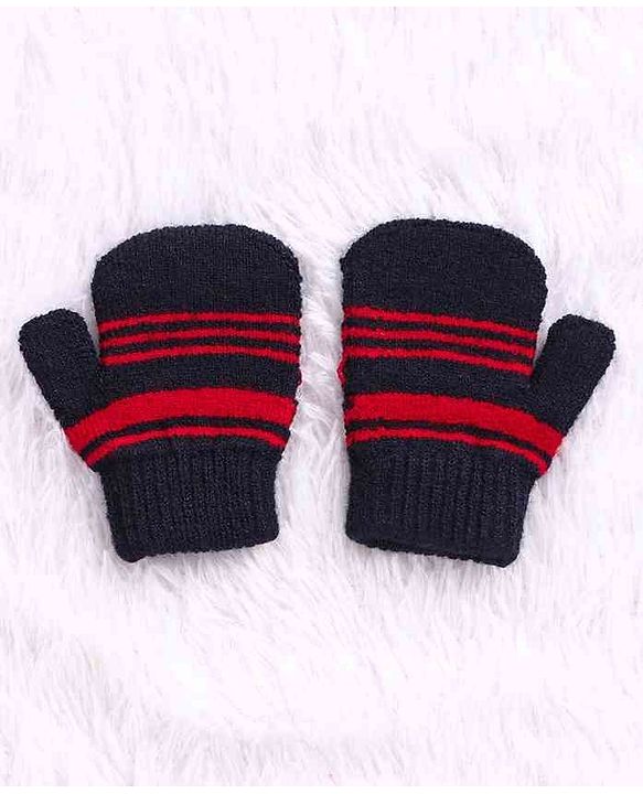 Babyhug Woollen Cap Set Polka Dot Design Navy & Red - Diameter 10 cm
