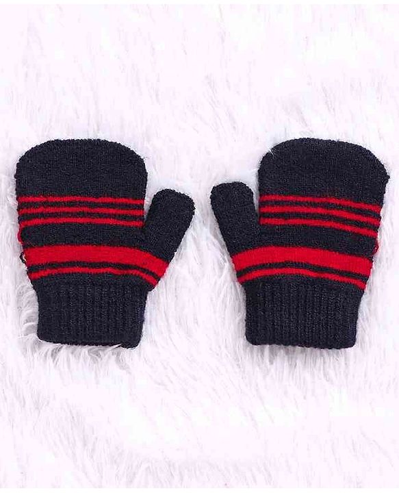 Babyhug Woollen Cap Set Polka Dot Design Navy & Red - Diameter 10 cm