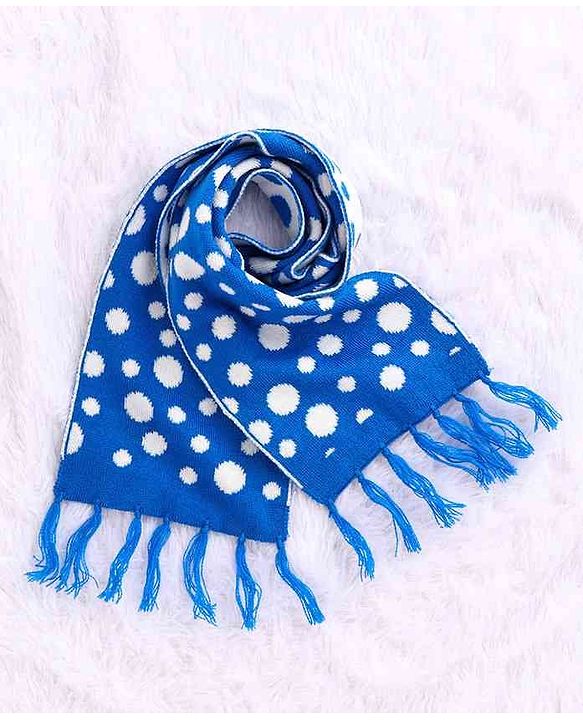 Babyhug Woollen Cap Set Polka Dot Design Navy & Red - Diameter 10 cm