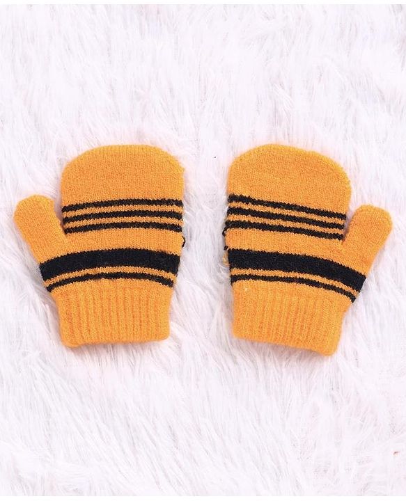 Babyhug Woollen Cap Set Polka Dot Design Mustard & Navy - Diameter 10 cm - NB Yellow