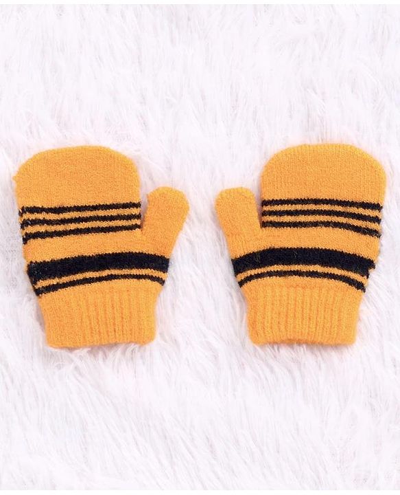Babyhug Woollen Cap Set Polka Dot Design Mustard & Navy - Diameter 10 cm - NB Yellow