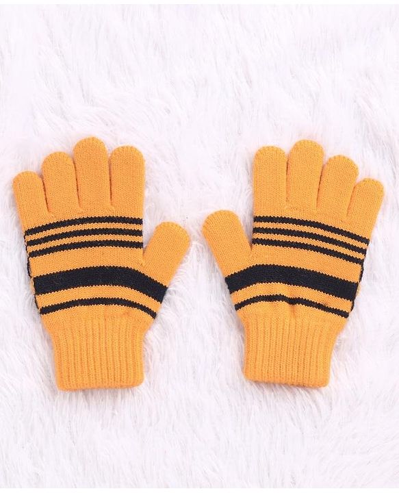 Babyhug Woollen Cap Set Polka Dot Design Mustard & Navy - Diameter 10 cm - NB Yellow