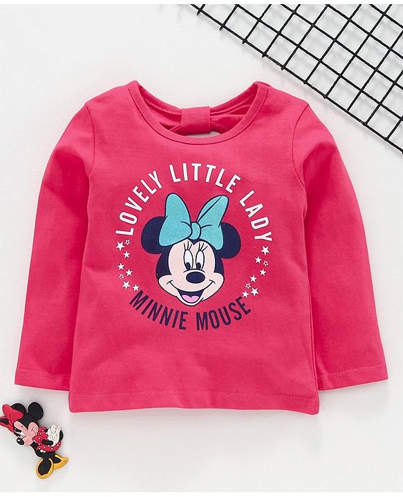 Babyhug Full Sleeves Top Minnie Mouse Print - Pink
