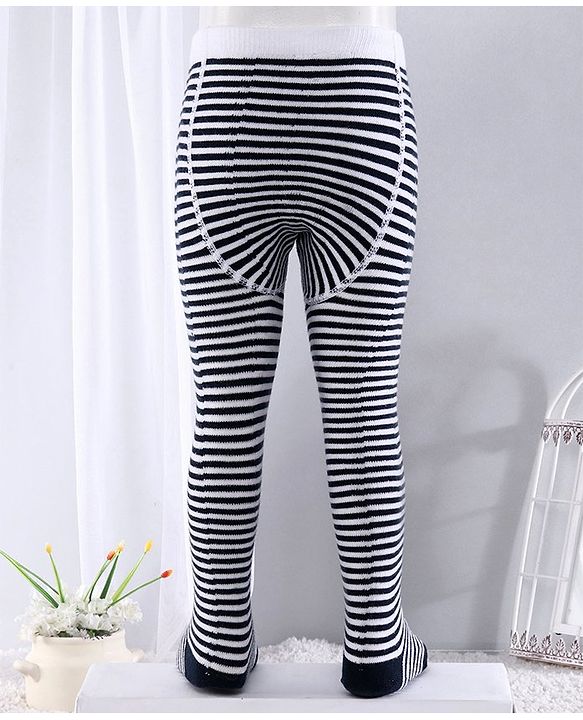 Cute Walk by Babyhug Anti-bacterial Striped Footed Tights - Navy Blue