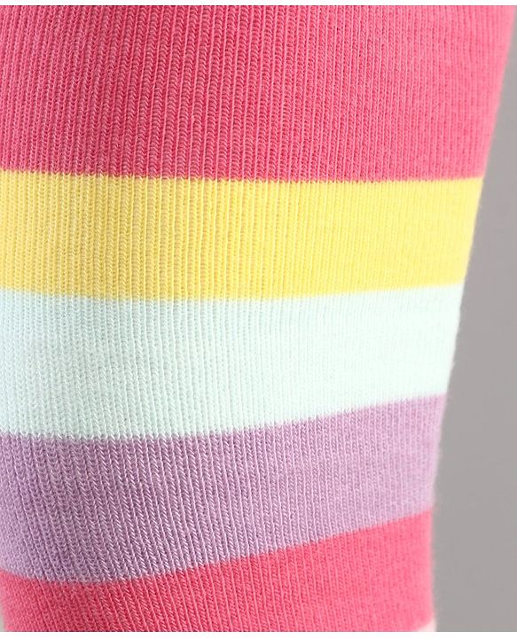 Cutewalk By Babyhug Anti-Bacterial Footed Tights Stripes Design Pack of 2 - Pink