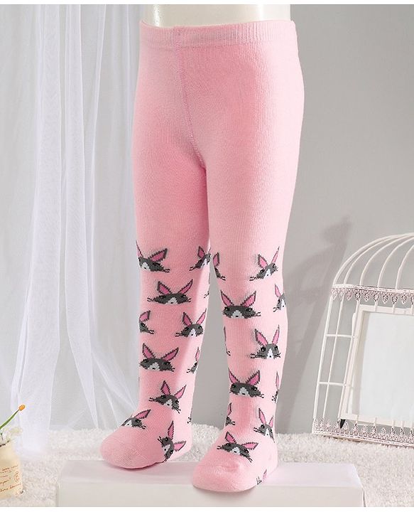Cute Walk by Babyhug Anti-bacterial Footed Tights Kitty Design - Pink