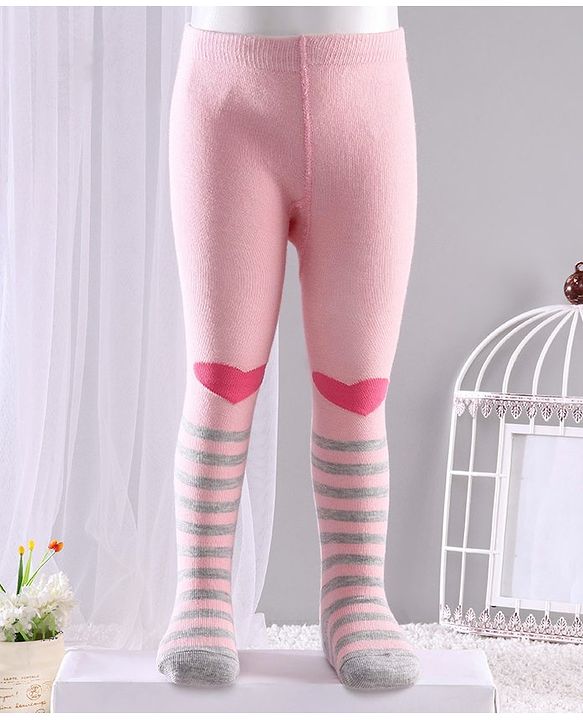 Cute Walk by Babyhug Anti-bacterial Footed Tights Heart Design - Pink