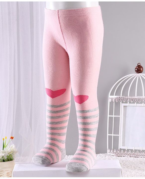 Cute Walk by Babyhug Anti-bacterial Footed Tights Heart Design - Pink
