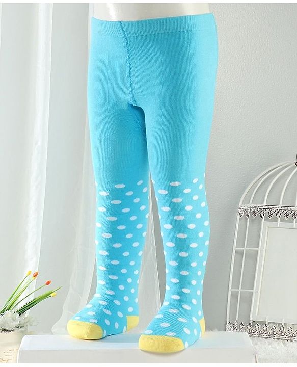 Cutewalk By Babyhug Anti-Bacterial Footed Tights Polka Dots Design - Blue