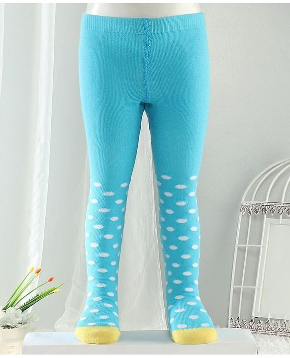 Cutewalk By Babyhug Anti-Bacterial Footed Tights Polka Dots Design - Blue