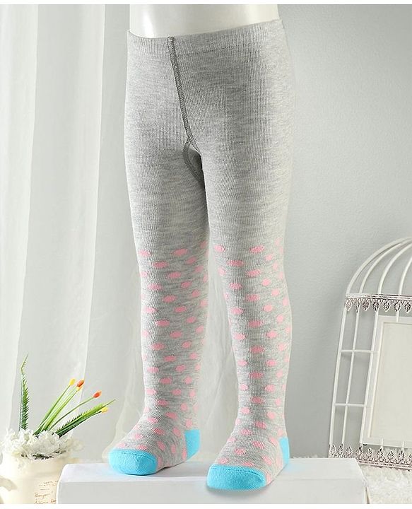 Cutewalk By Babyhug Anti-Bacterial Footed Tights Polka Dots Design - Grey