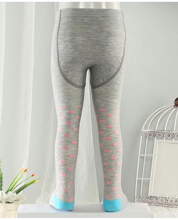 Cutewalk By Babyhug Anti-Bacterial Footed Tights Polka Dots Design - Grey