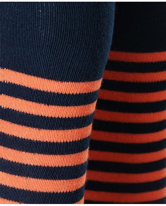 Cute Walk by Babyhug Anti-bacterial Striped Footed Tights - Dark Navy Blue